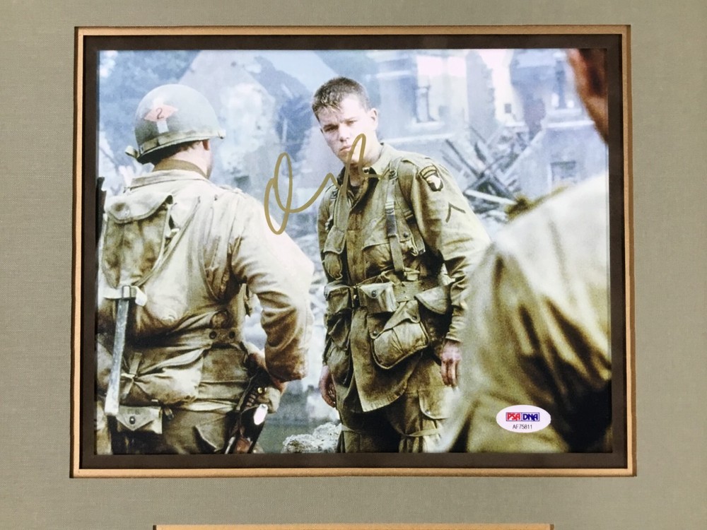 Matt Damon Signed Saving Private Ryan Photo Custom Framed Display PSA/DNA COA