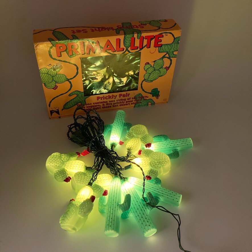 Vintage Primal Lites PRICKLY PEAR CACTUS String Lights 1990s