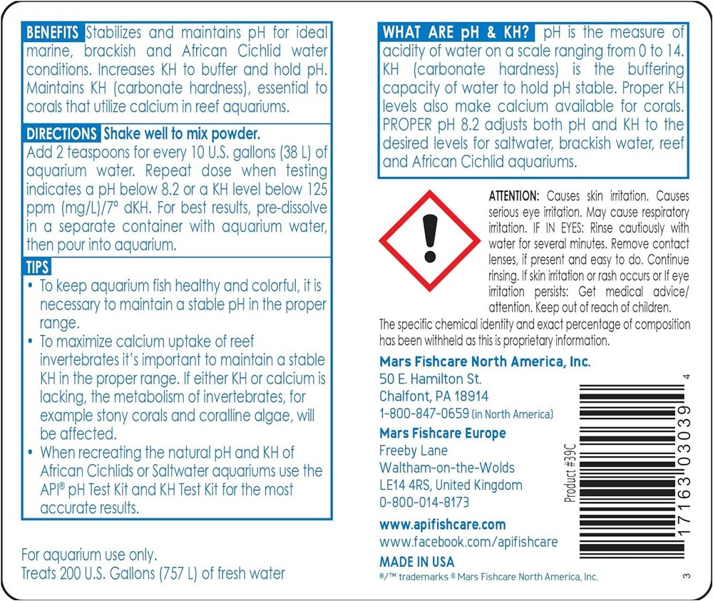 API PROPER pH 8.2 Freshwater Aquarium Water pH Stabilizer 7.05-Ounce Container