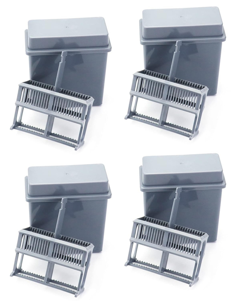 Microscope Slides Staining Jar and Rack 24 Slots 4 Pack Grey Plastic Lab Use Set