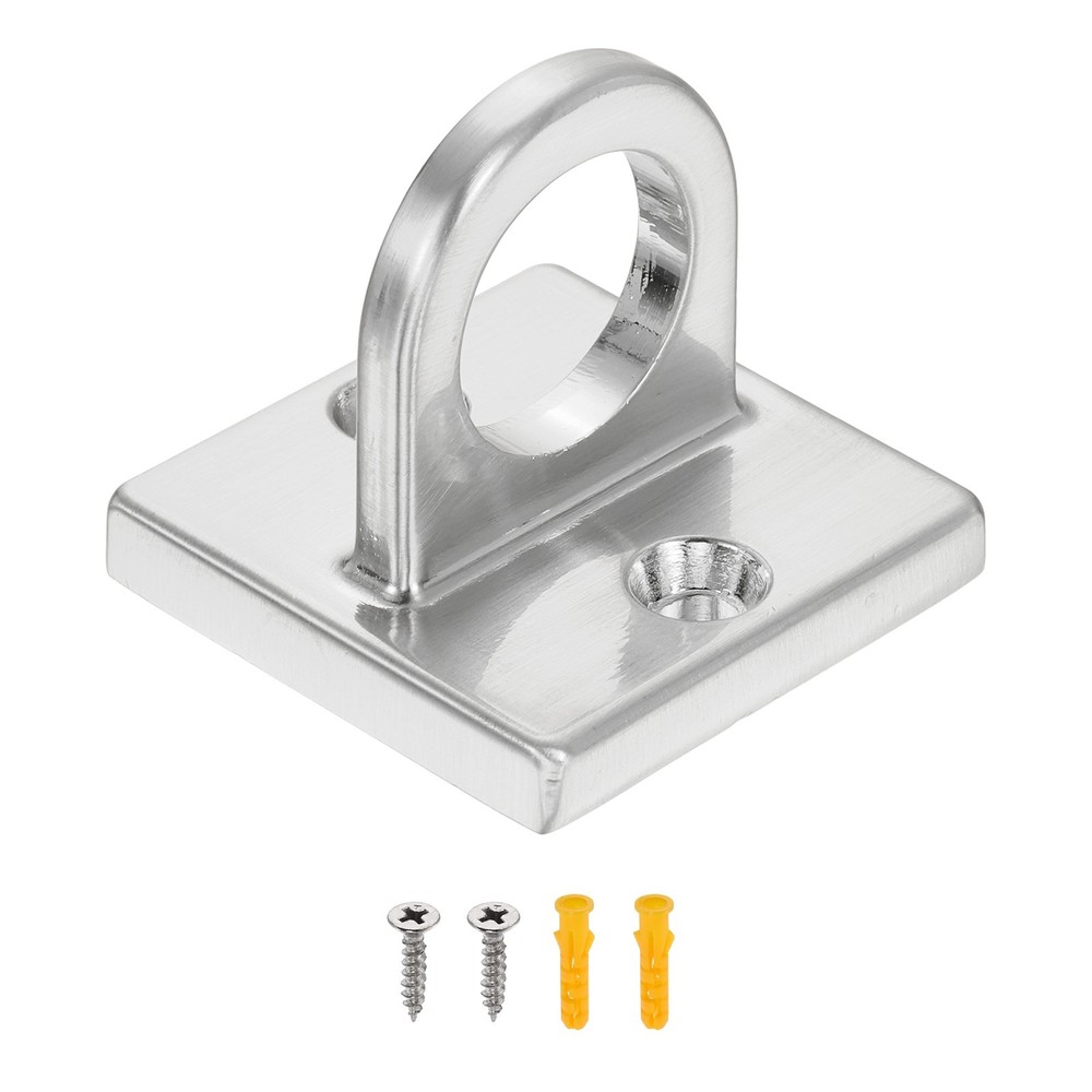 Eye Plate Hook, for Ropes Chains Hanging Signs, Brushed Silver Tone