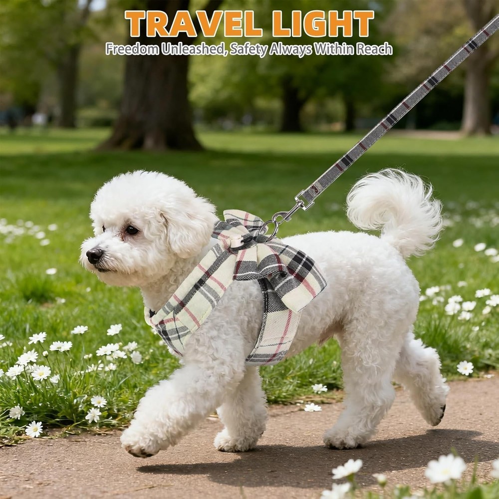 Small Dog Harness & Leash Set,Step in No Pull&Choke Soft Mesh Padded Adjustable