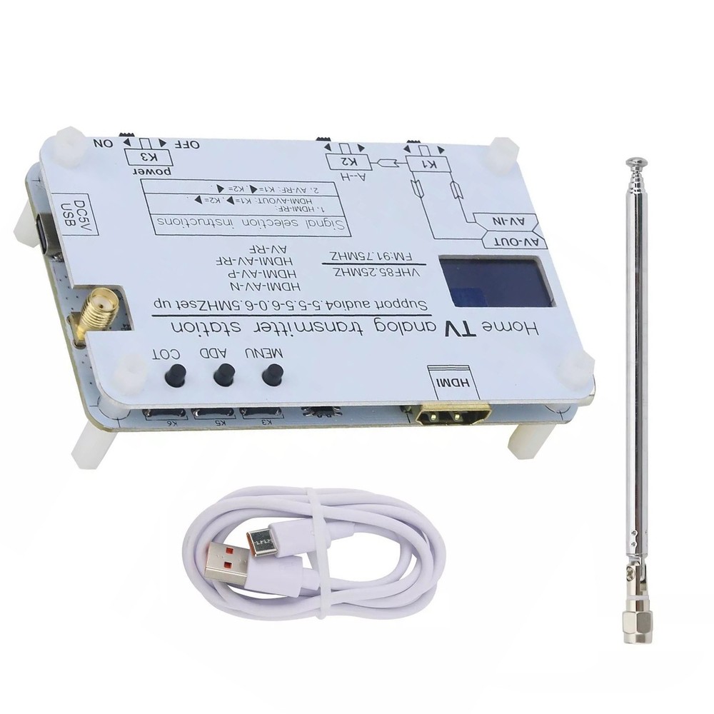 Analog TVs Signal Transmitter Home Analog TV Transmitter OLED Display w/ Antenna