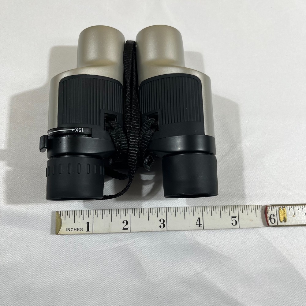 Shark 7-15x25 Compact Zoom Binoculars Silver & Black with Case Gorpcore High Tec