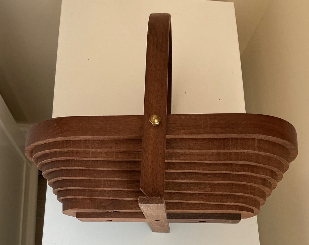 Deep Spring Collapsible Wooden Basket Signed