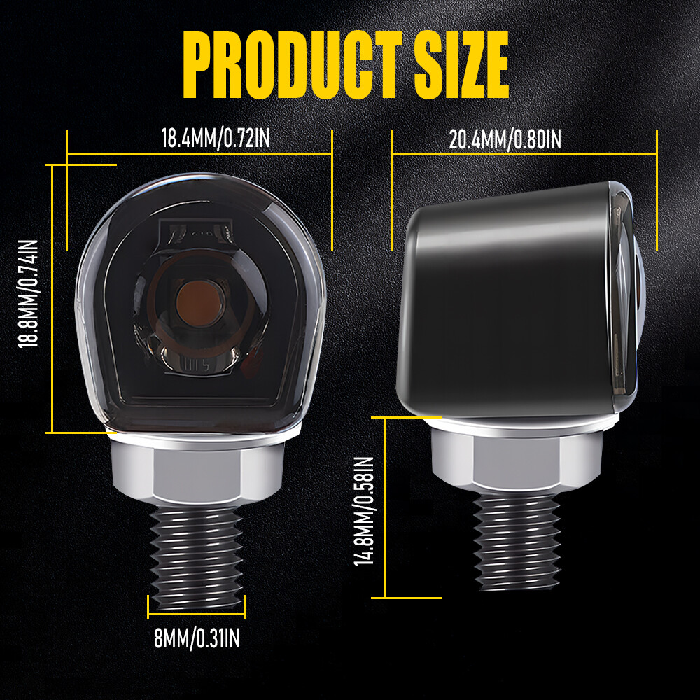 2X LED Motorcycle Turn Signals Indicator Amber Blinker Light Universal Mini EAH