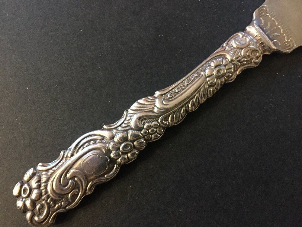 Vintage A B Nils Johan Sweden Ornate Silverplate 9" Fish Knife Solid Blade