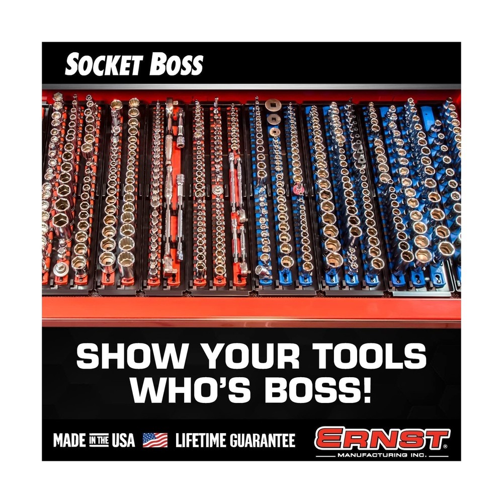 ERNST Socket Boss Combo 3-Pack Tool Organizer with Twist-Lock Technology, Red...