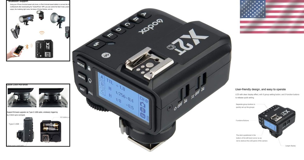 Professional X2T-C Wireless Flash Trigger for Canon: 5 Groups, Bluetooth Control