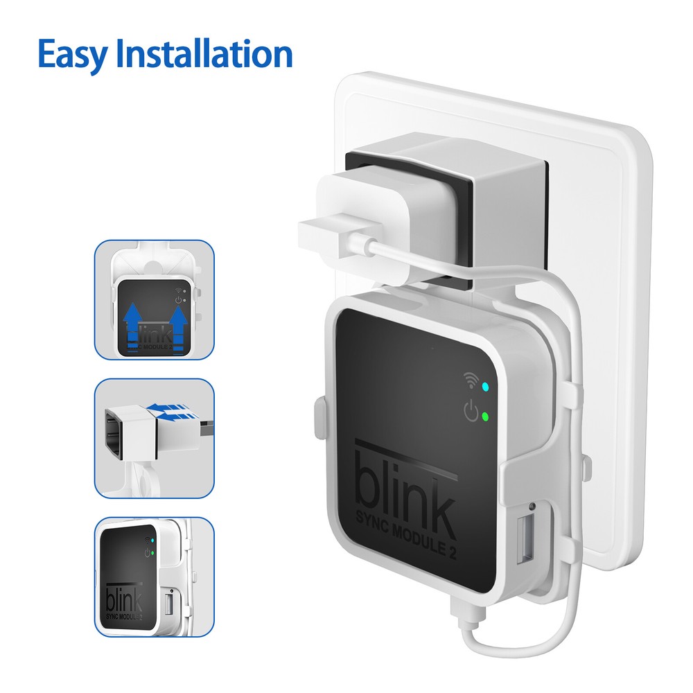 Outlet Wall Mount Stand & Cable for Blink Sync Module 2 Holder Hanger
