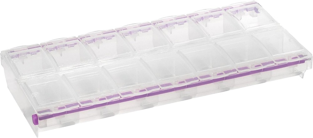 Craft Mates Bead Organizer and Plastic Storage 14 Compartment, Clear Lids