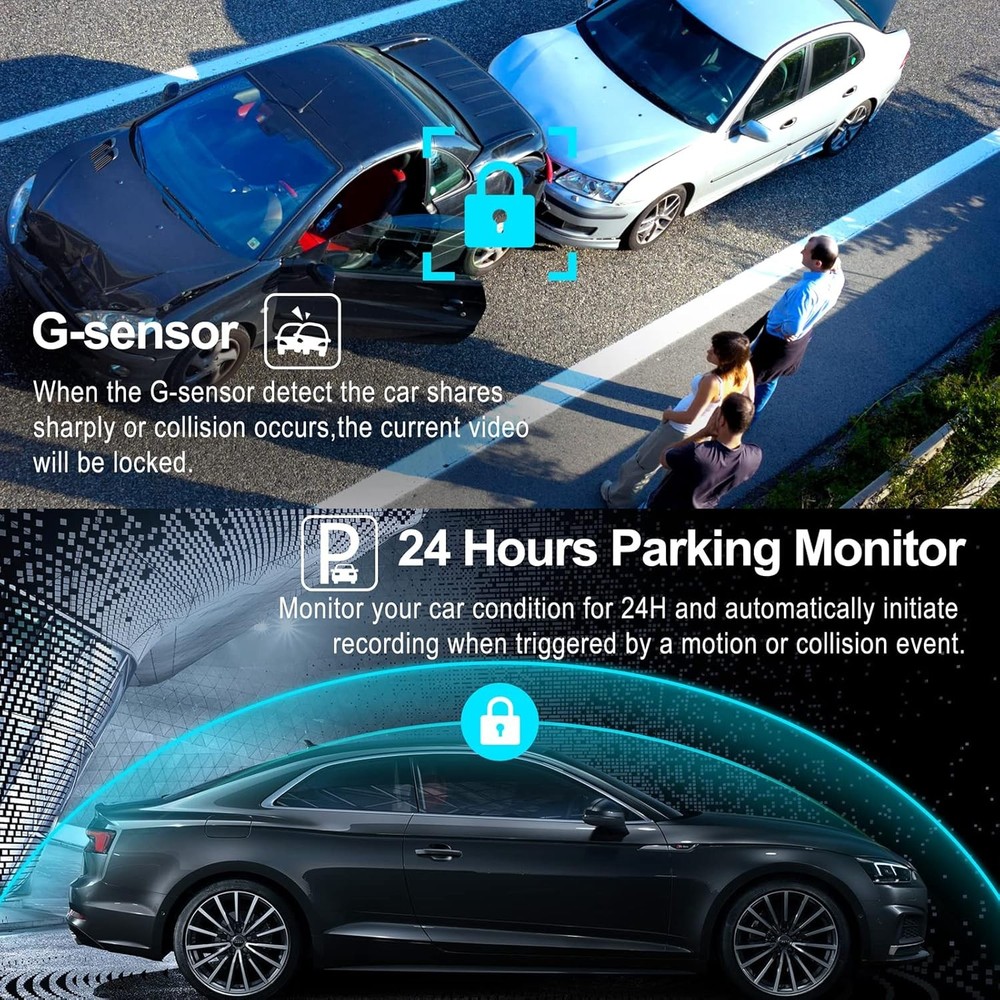 Campark GPS 1080P 3 Channel Dash Cam Front Inside Rear Mini Car Camera G-Sensor