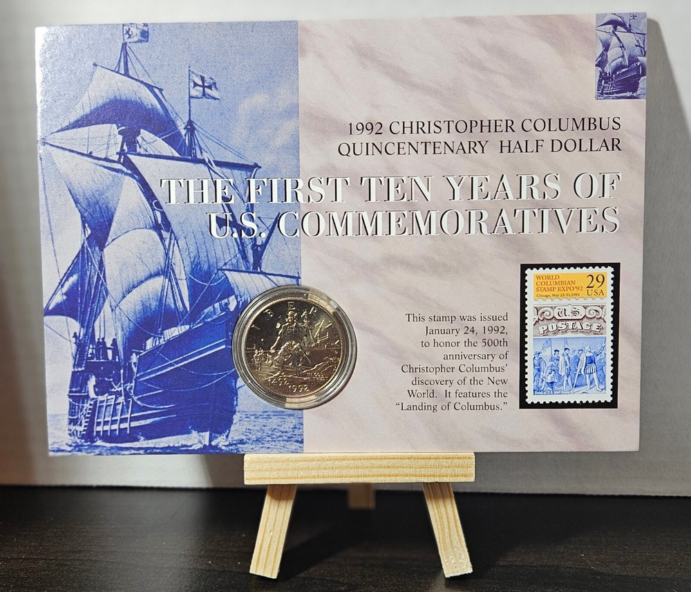 1992-D Columbus Commemorative Half Dollar with Stamp & COA