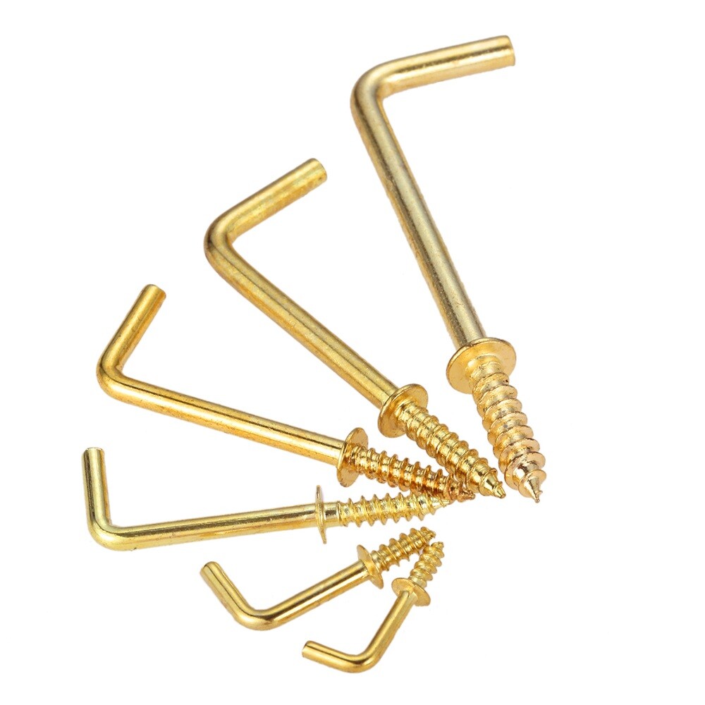 10/20Pcs Metal Right Angle Screw Hook Sheep Eye Hook Frame Hardware 6 Size