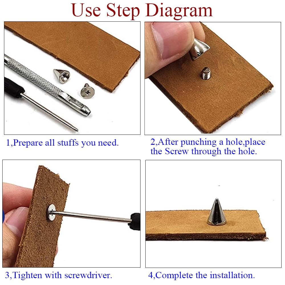 90 Sets Cone Spikes Screwback Studs Rivets Metal Spikes Studs for Punk Style ...