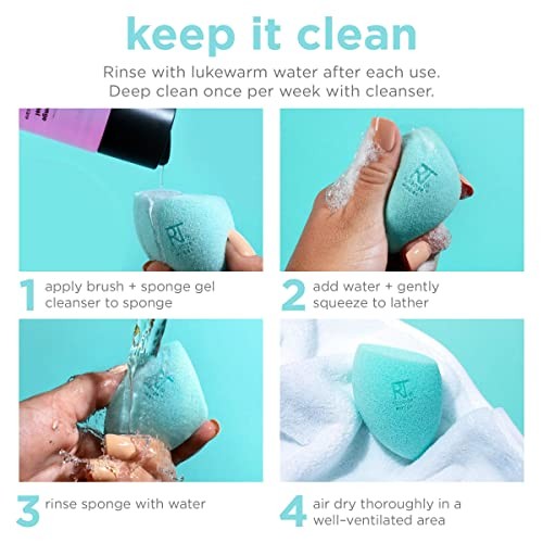 Real Techniques Miracle Airblend Sponge, Matte 1 Count (Pack of 1), Blue