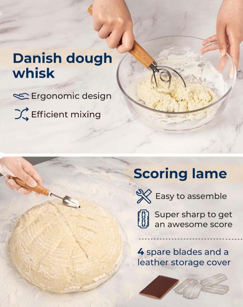 Sourdough Starter Kit Bread Proofing Basket Banneton Baking Tools Set