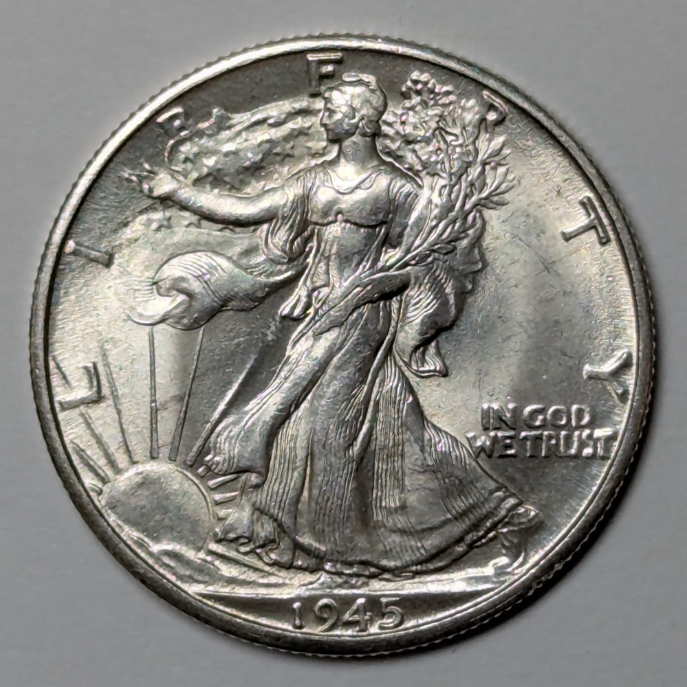 1945 D Walking Liberty Silver Half Dollar MS