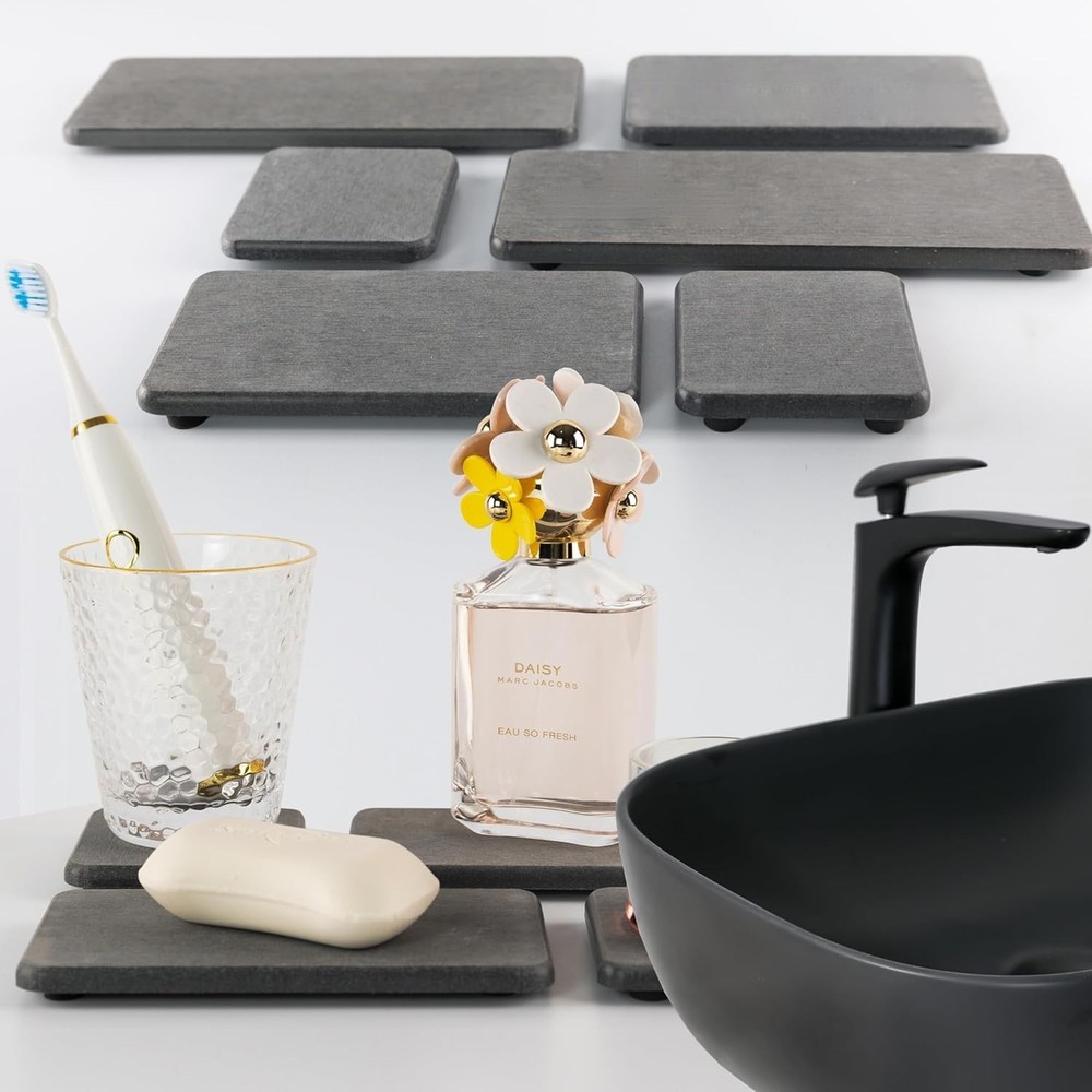 4 Pcs - Water Absorbent Stone Coasters for Bathroom Counter