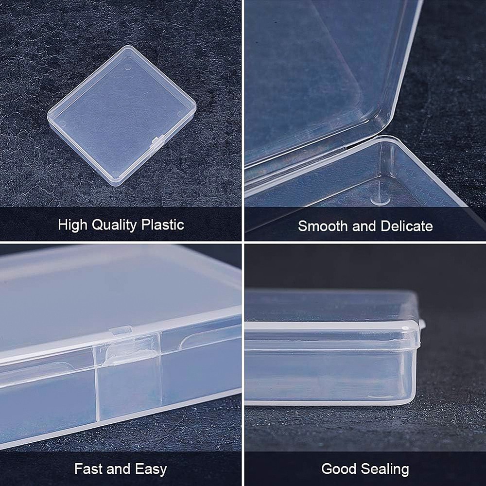 1set 18 pack Rectangle Clear Plastic Bead Storage Containers box Case
