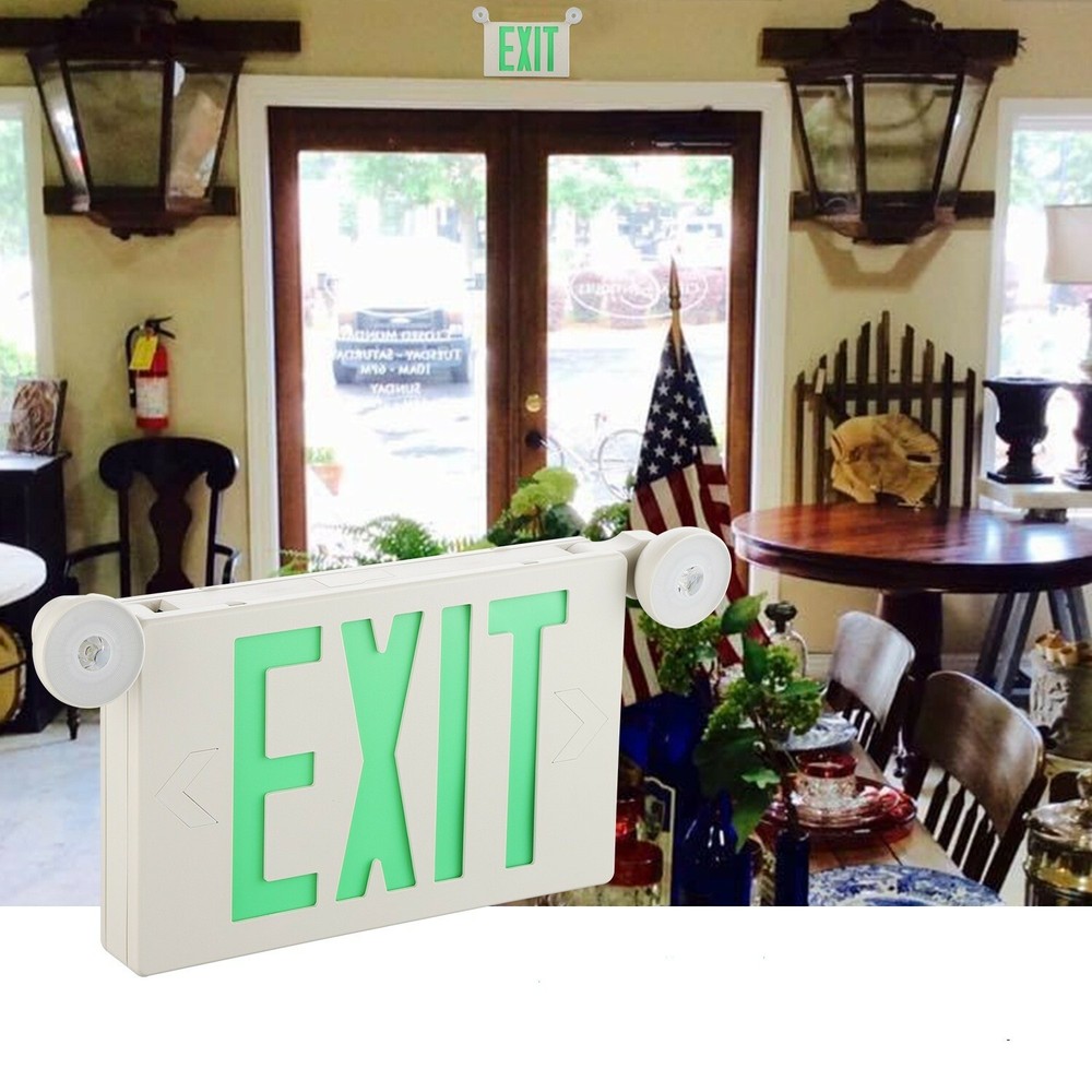 UL Listed Spectsun 4 Packs Green LED Exit Signs & exit sign with emergency light