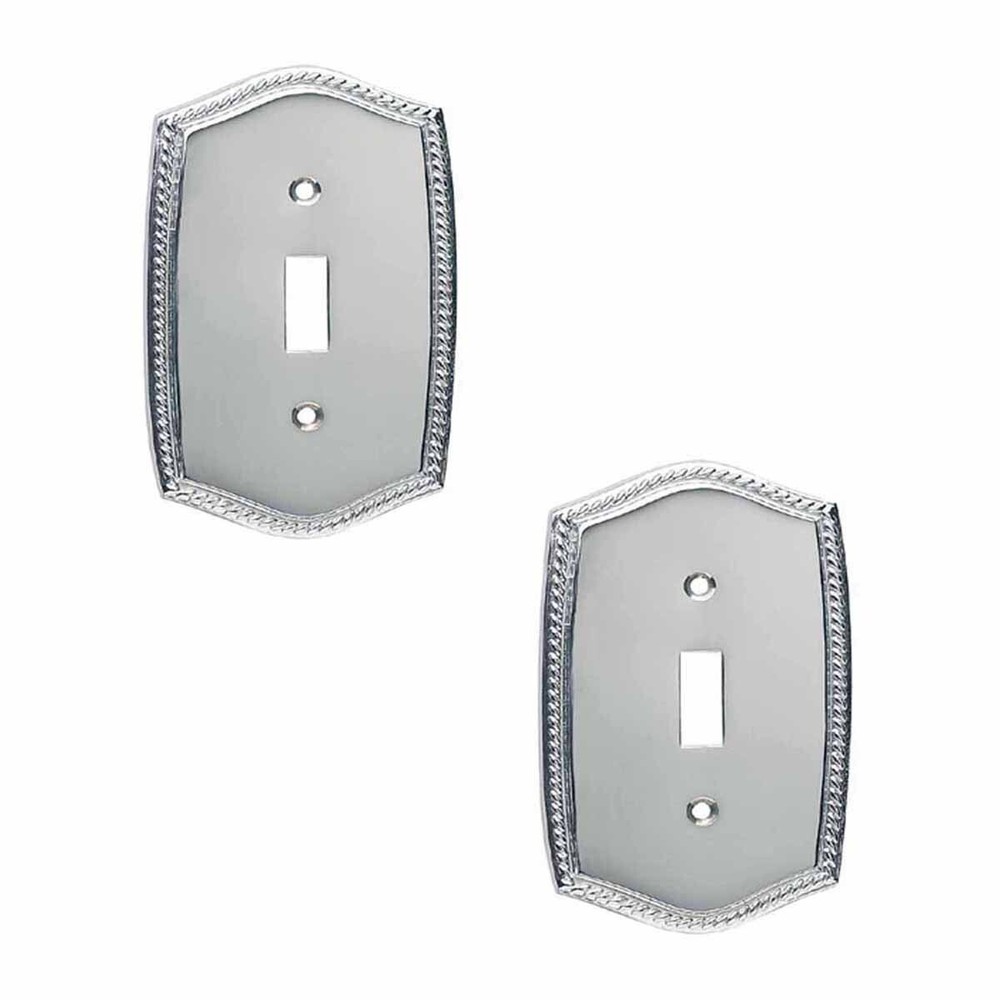 2 Switchplate Roped Chrome Single Toggle/Dimmer  | Renovator's Supply