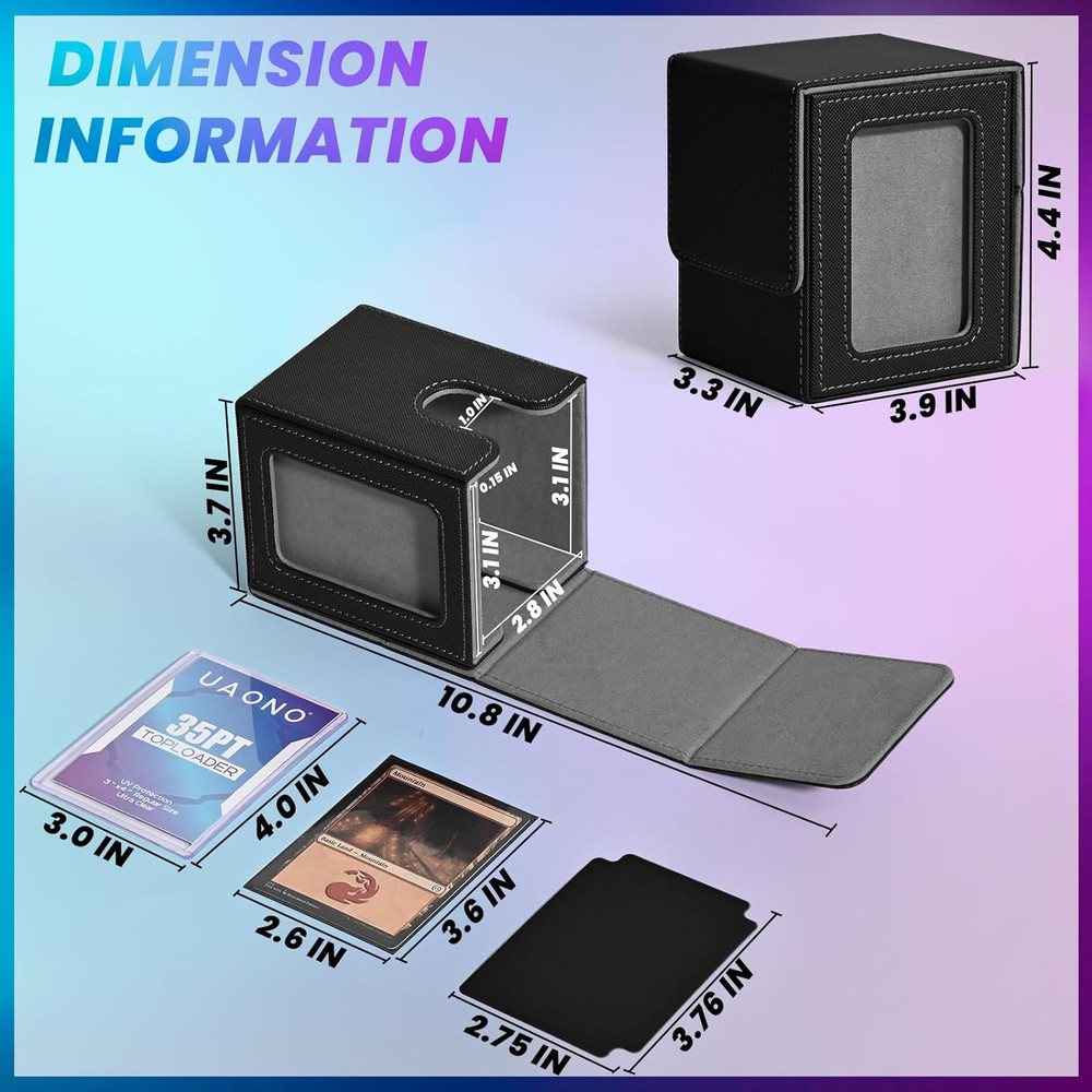 Card Deck Box with MTG Commander Display, Deck Case Holds 100+ Double-Sleeved Ca