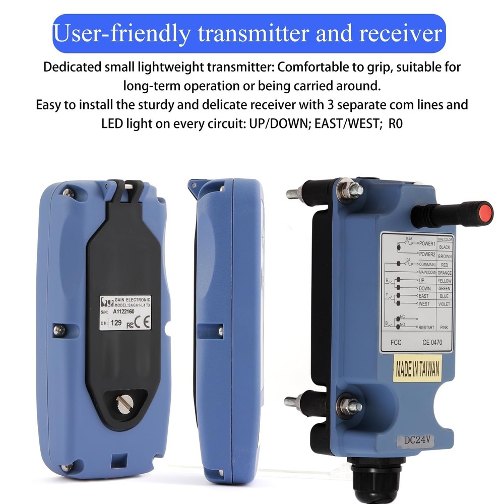 Crane Wireless Remote Control Industrial 4 Channel Button Controller for Elec...