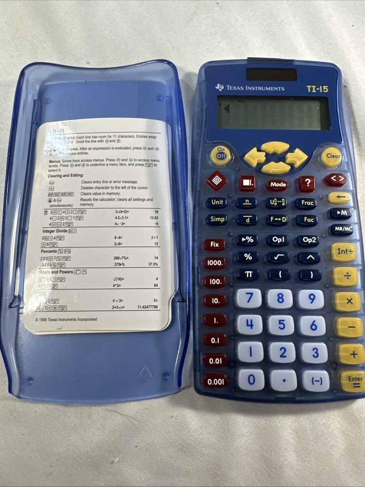 Texas Instruments TI-15 Explorer Elementary Calculator W/Slide Protective Cover