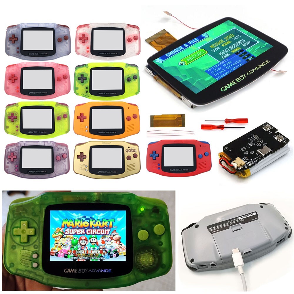 Hispeedido Rechargeable Game Boy Advance V5 IPS Laminated LCD NO SOLDER + Shell