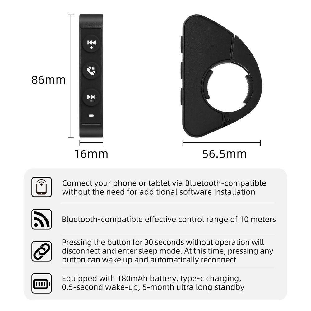 Wireless Bluetooth Motorcycle Handlebar Controller Steering Wheel Remote Control