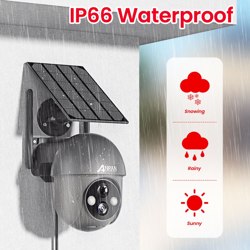 ANRAN 3MP Solar CCTV Camera Ourdoor Wireless Security Camera System WiFi Audio