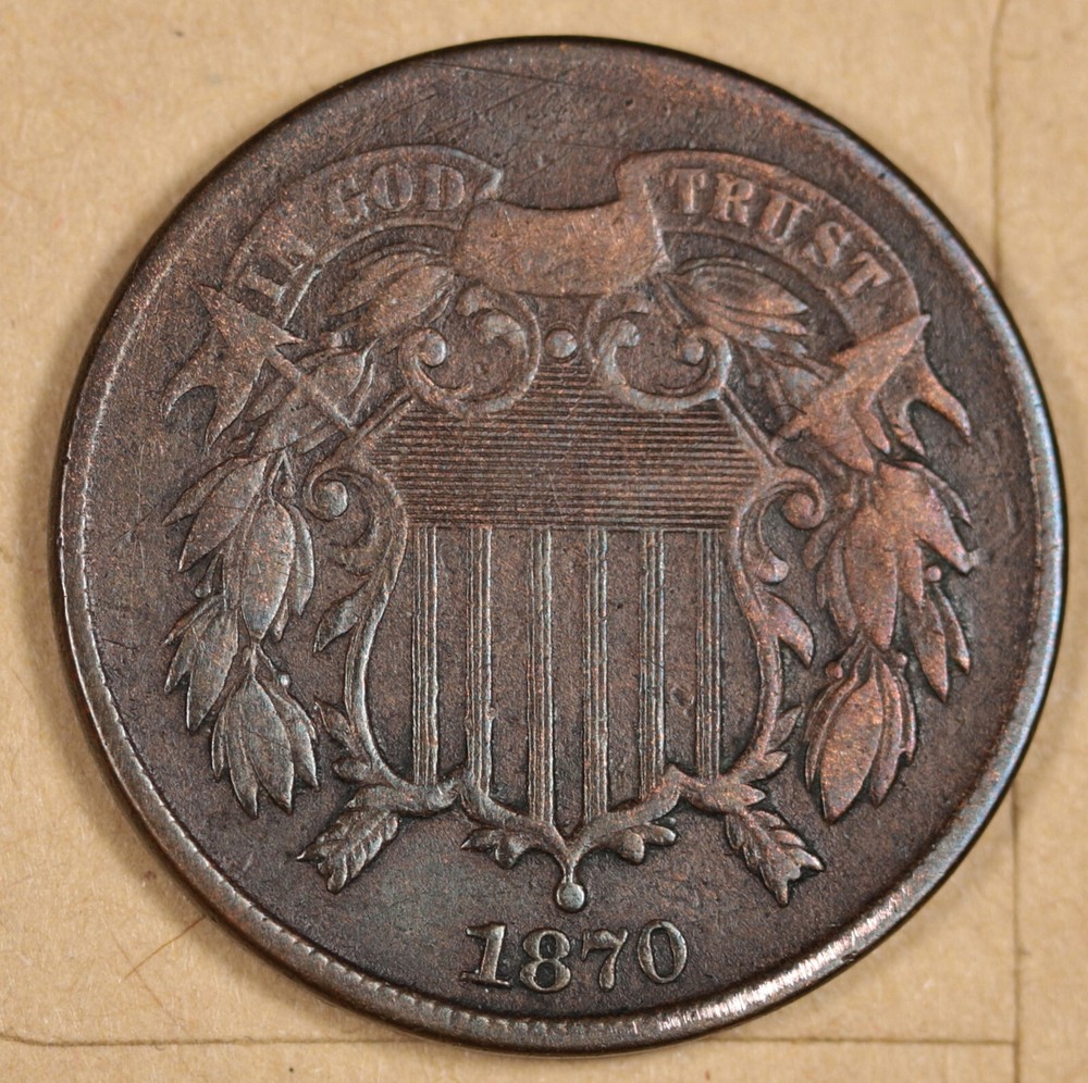 1870 2 Cent Piece.  VF-XF.  194079