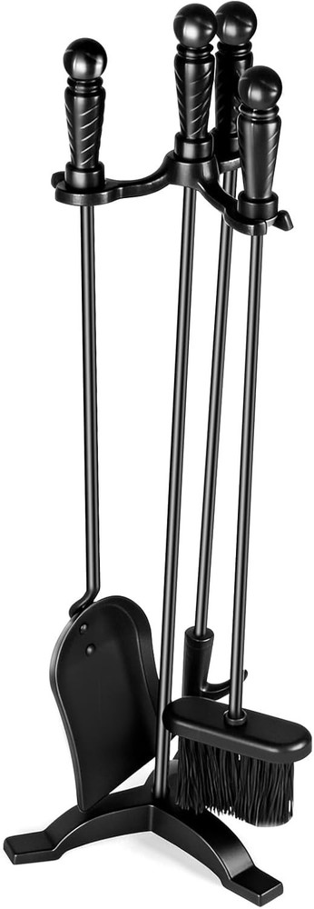 Durable Cast Iron Fire Tools with Stand - Complete Fireplace Tool Set for Homes