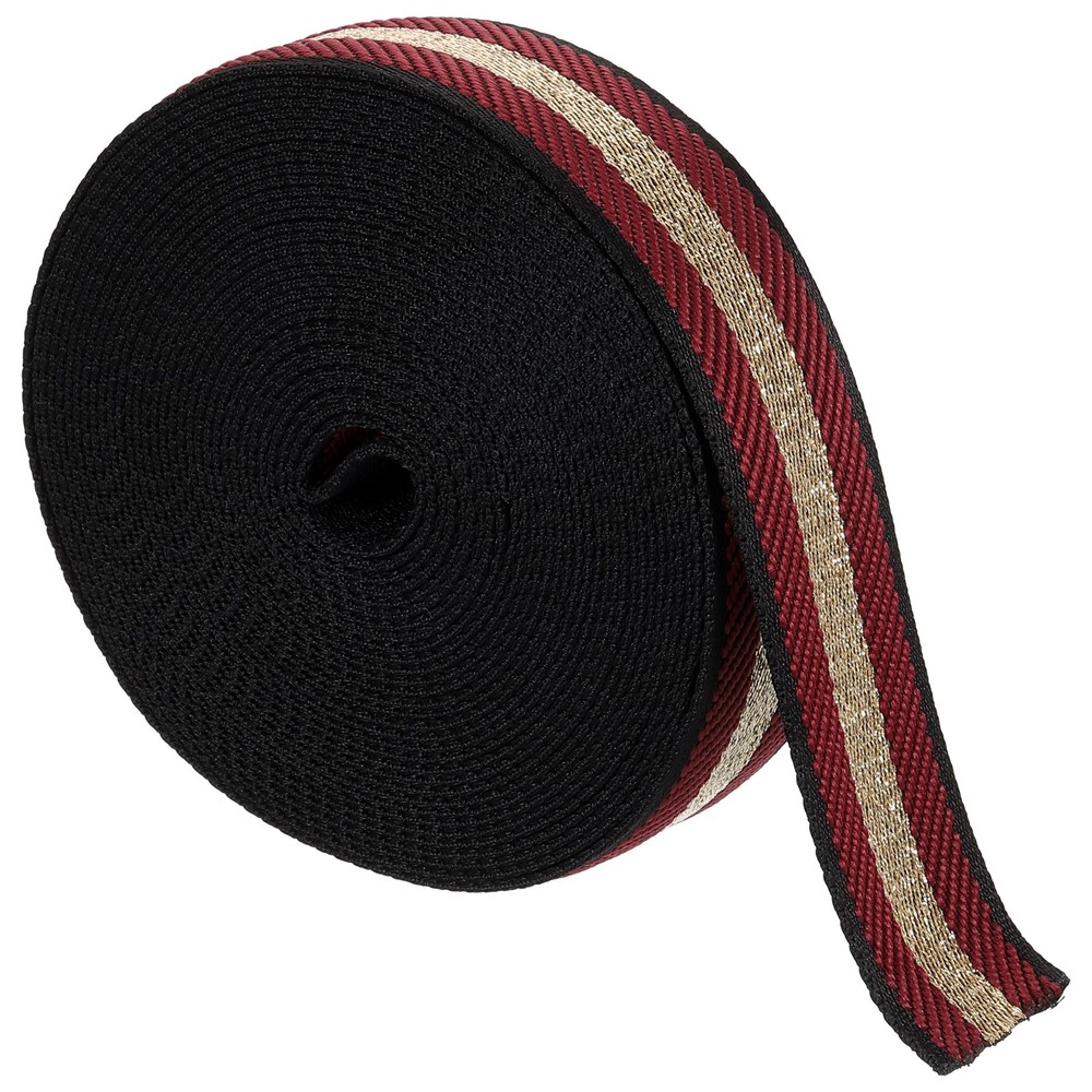 10Yards Nylon Webbing Strap, 38mm Striped Webbing Bag Strap, Wine Red
