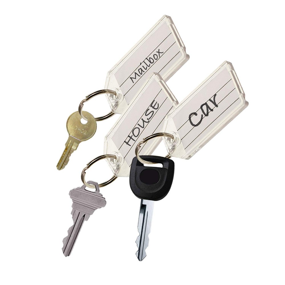 2 Pack Extra Strength Key Tags with Split Ring Durable Clear Plastic ID Tags