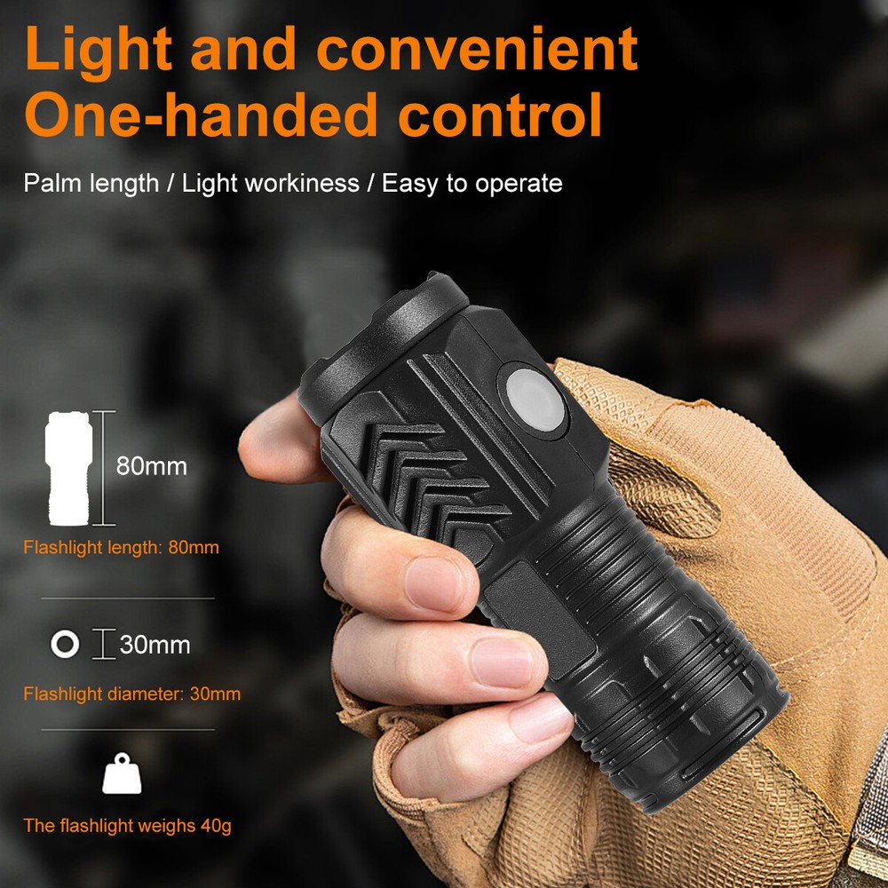 3Pcs Super Bright LED Tactical Military Flashlight Rechargeable Work Light Torch