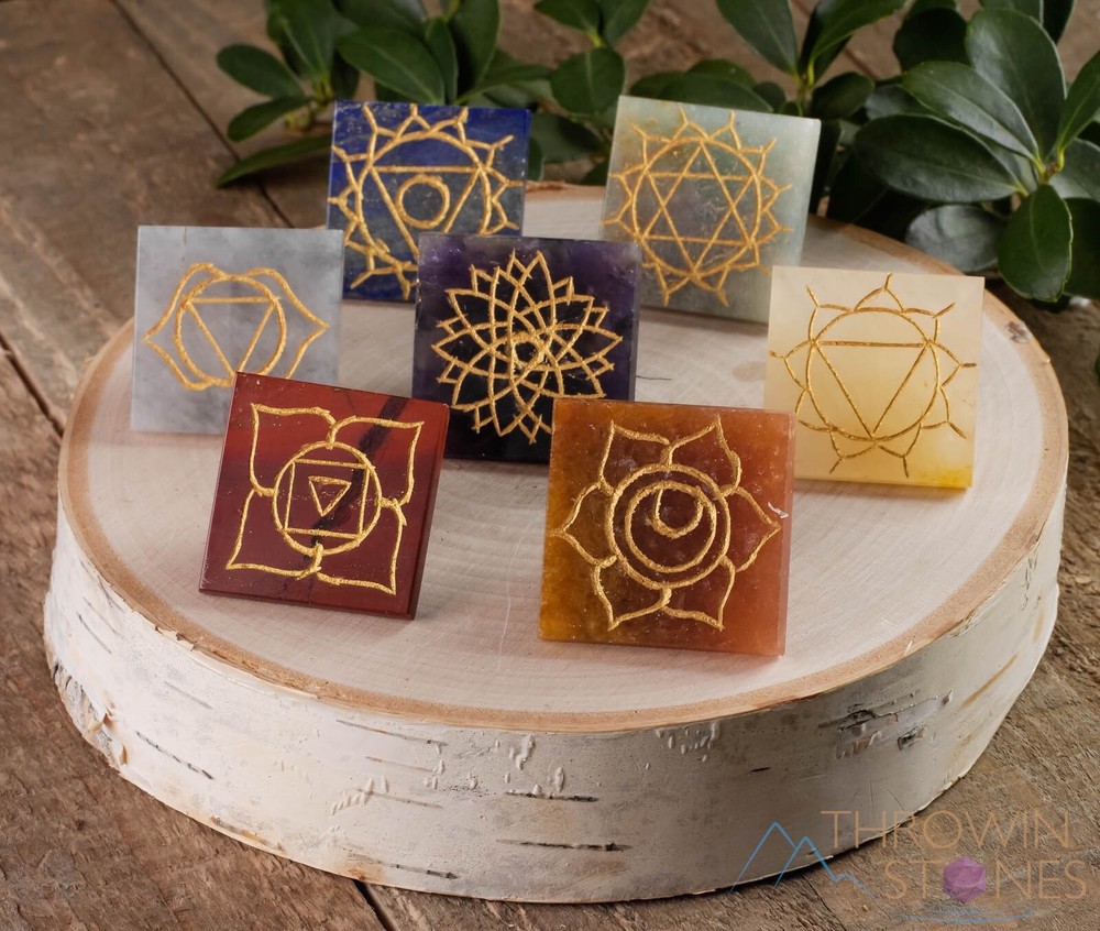 Rainbow CHAKRA Crystal Pyramids, Starter Kit Set, Self Care, Healing Stone E0867