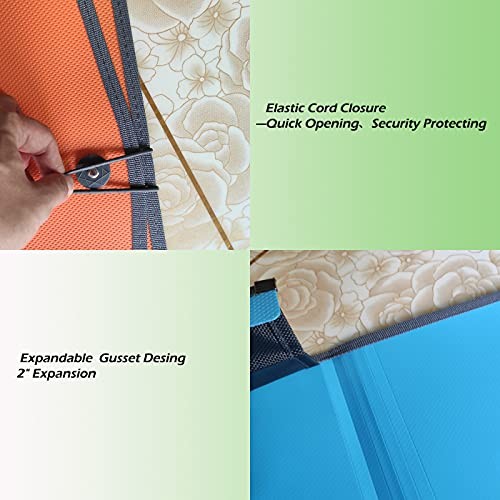 Expanding File Folder Document Organizer with Elastic Cord & Green/Blue/Red