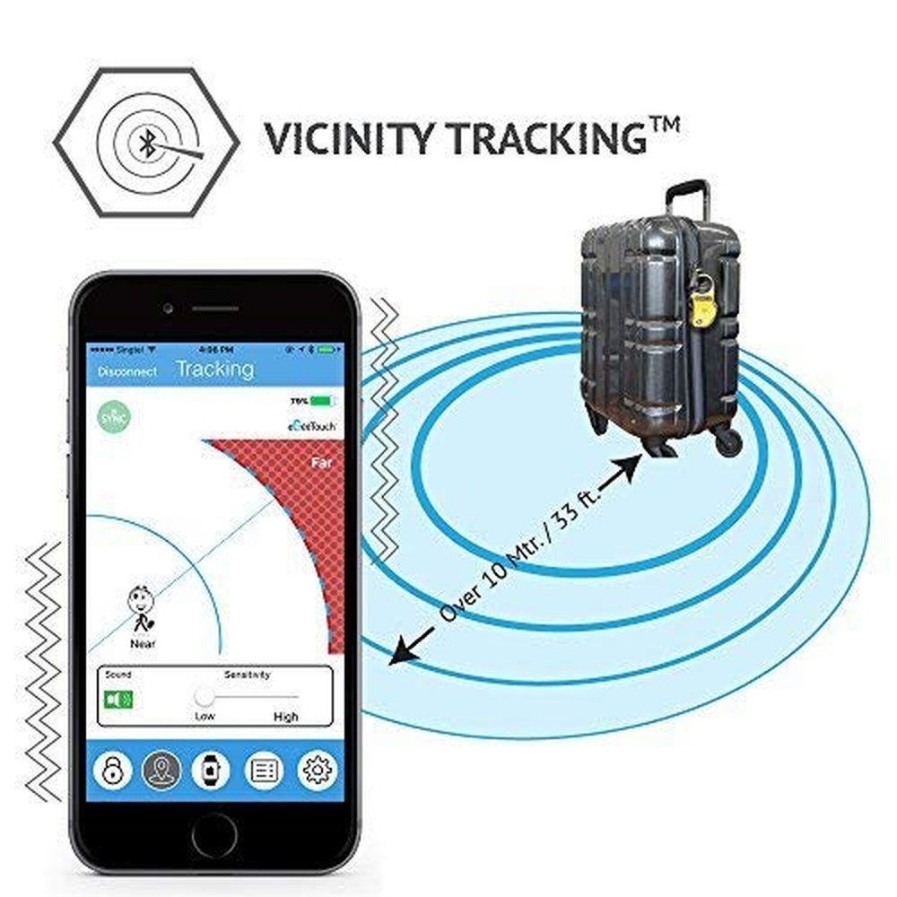 eGeeTouch Smart Travel Padlock with Patented Dual Access Technologies (NFC + ...