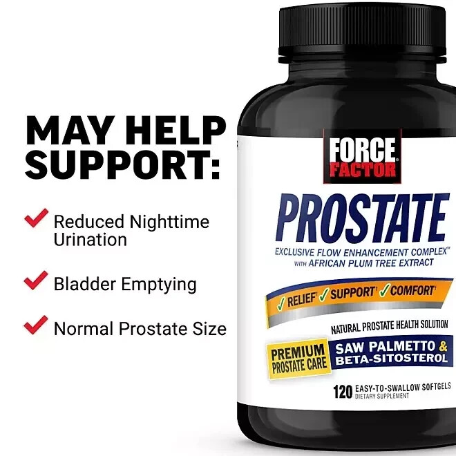 Force Factor Prostate Support Supplement Softgels 120 ct. FREESHIPPING