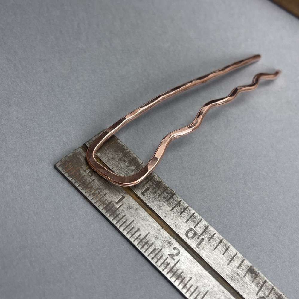 Metal Hair Fork, Solid Copper Artisan Made