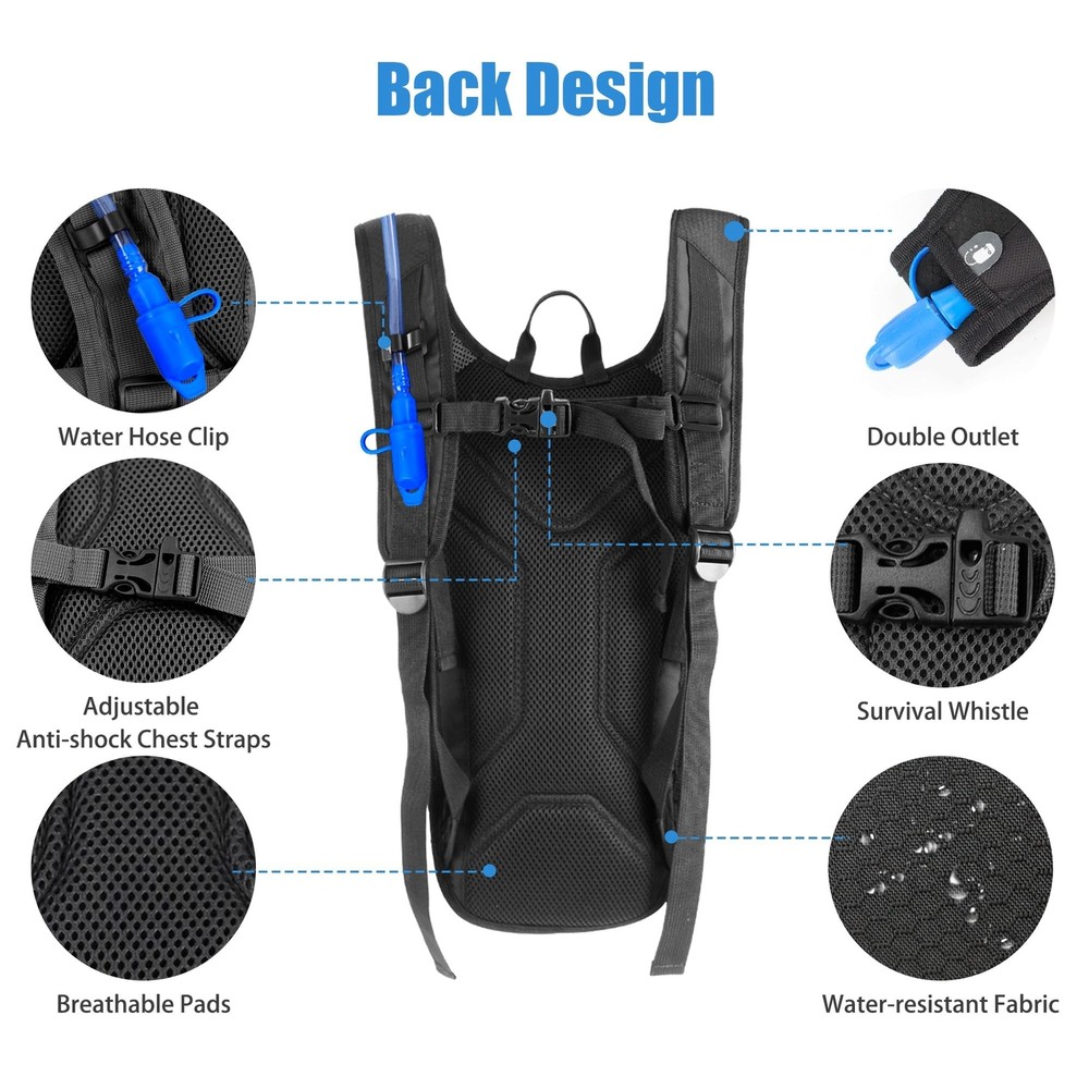 Zavothy Hydration Backpack with 2L Hydration Bladder Water Backpack for Hikin...
