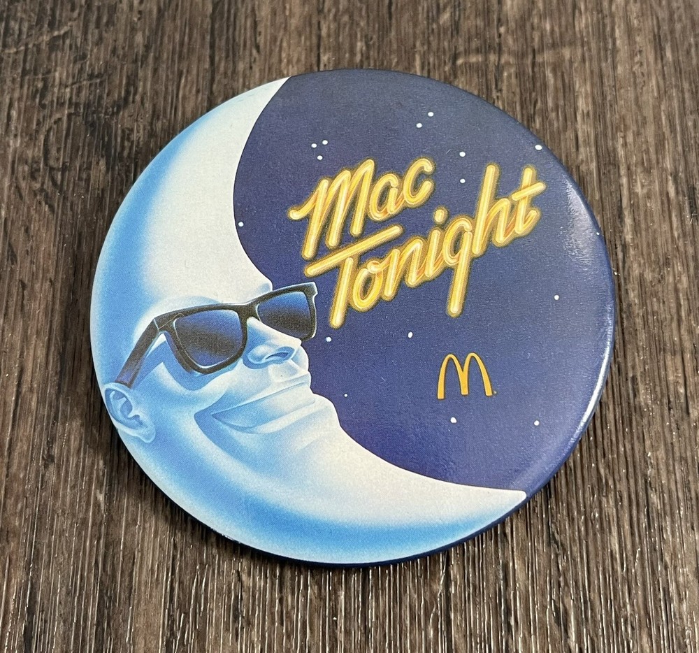 VINTAGE MCDONALD'S MAC TONIGHT PINBACK 3" BUTTON PIN