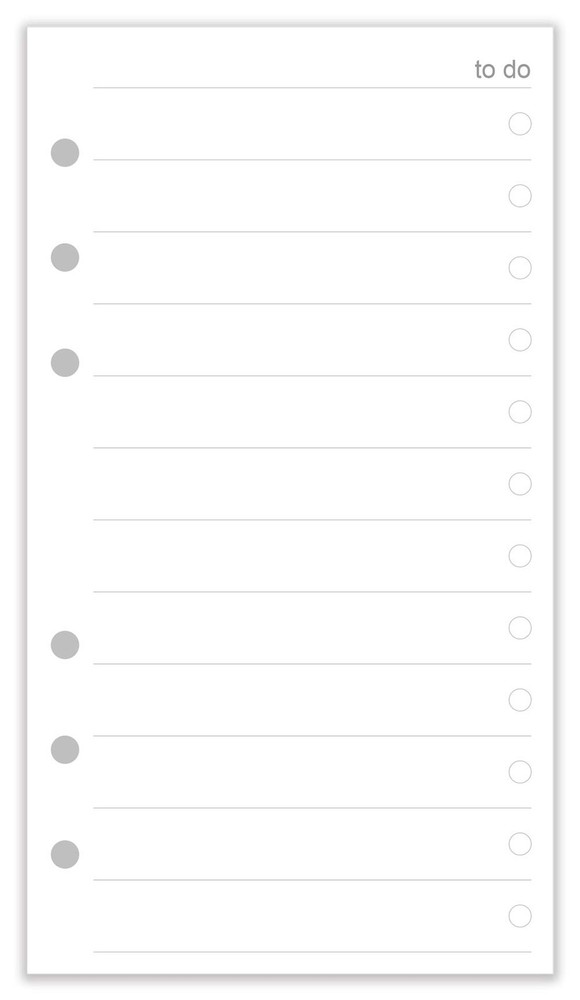 A6 To Do List Refills for Filofax Personal Size 100 Sheets, White
