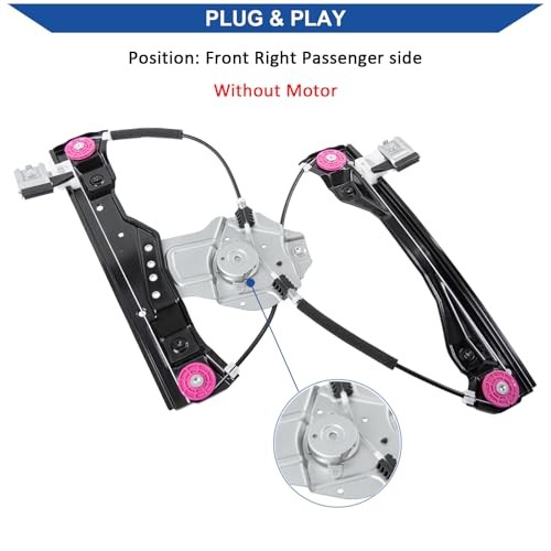 Power Window Regulator Without Motor, Replacement Front Right Passenger side