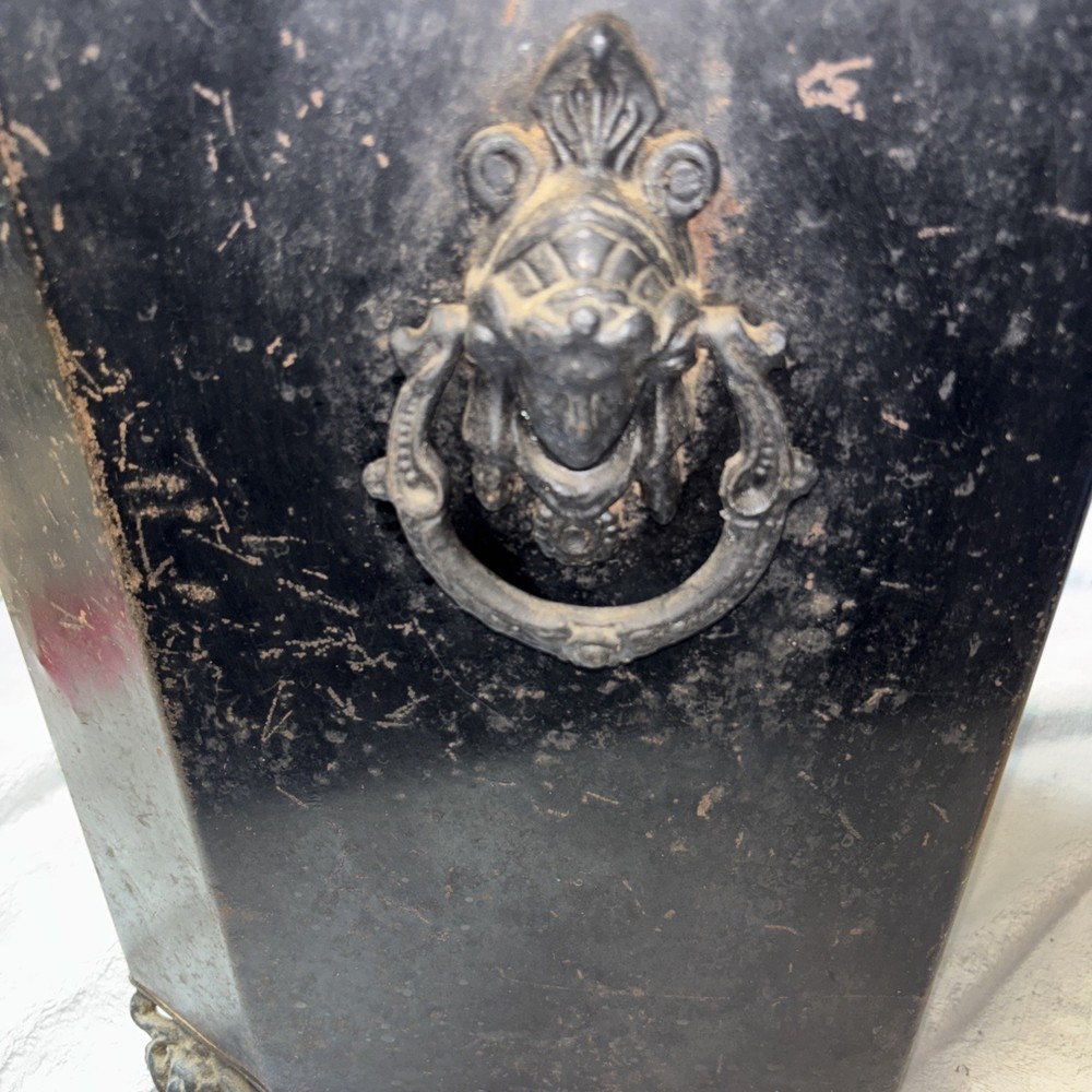 19th French Decorative Painted Coal container – Antique Charming Storage