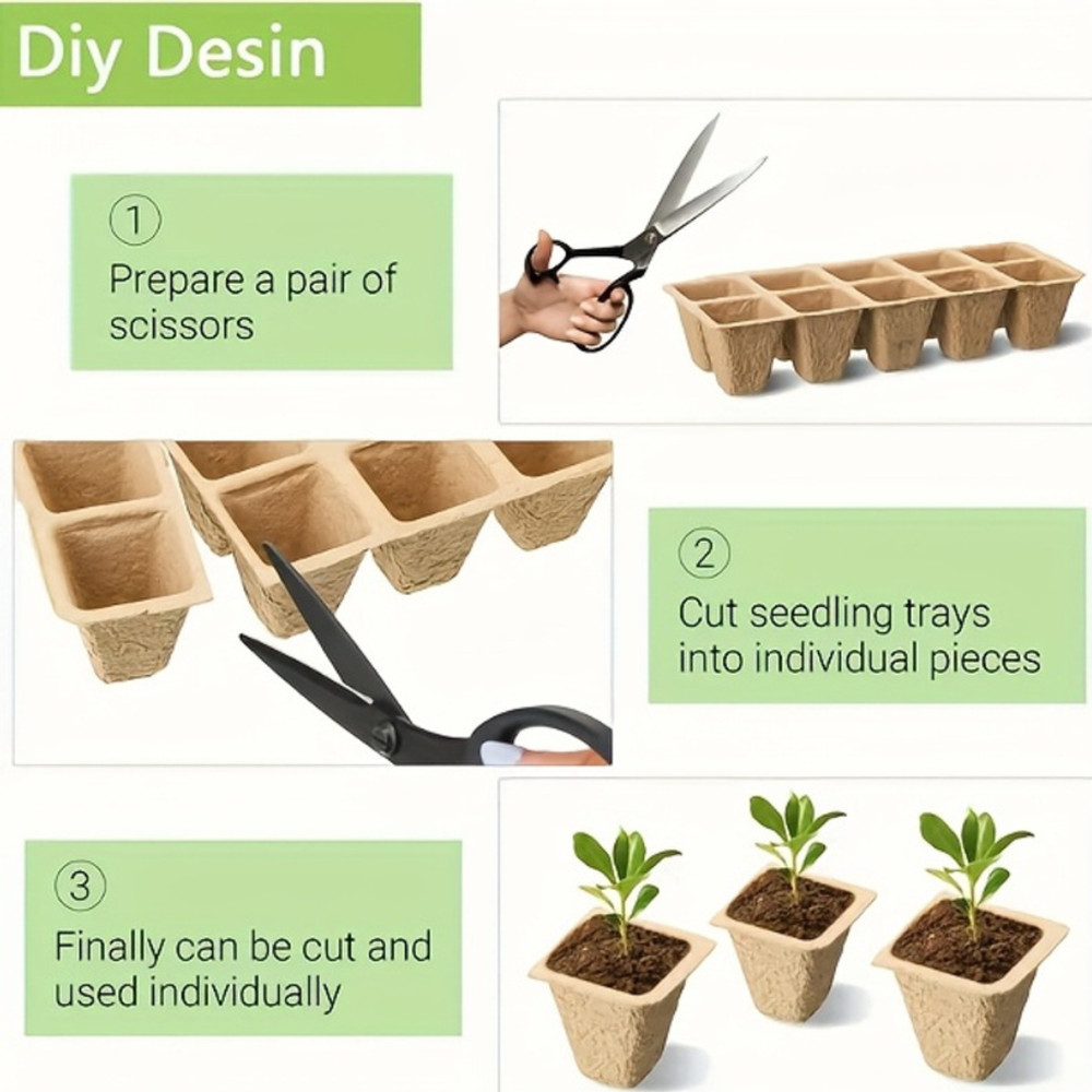 100 Peat Pots Seedling Starter Kit with Trays 50 Labels & Tools – Biodegradable