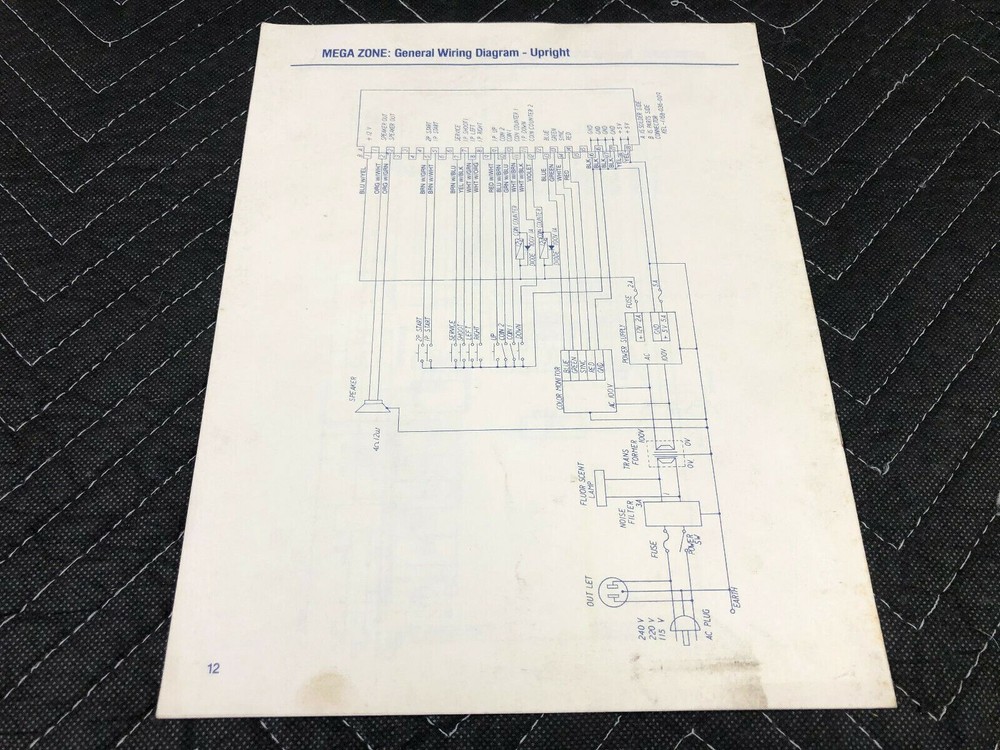 Konami Interlogic Mega Zone Arcade Game Machine Operating Manual Schematics