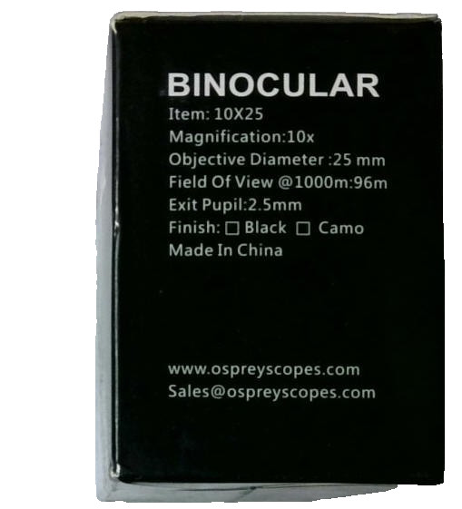 Osprey Global 10x25 Black Binocular